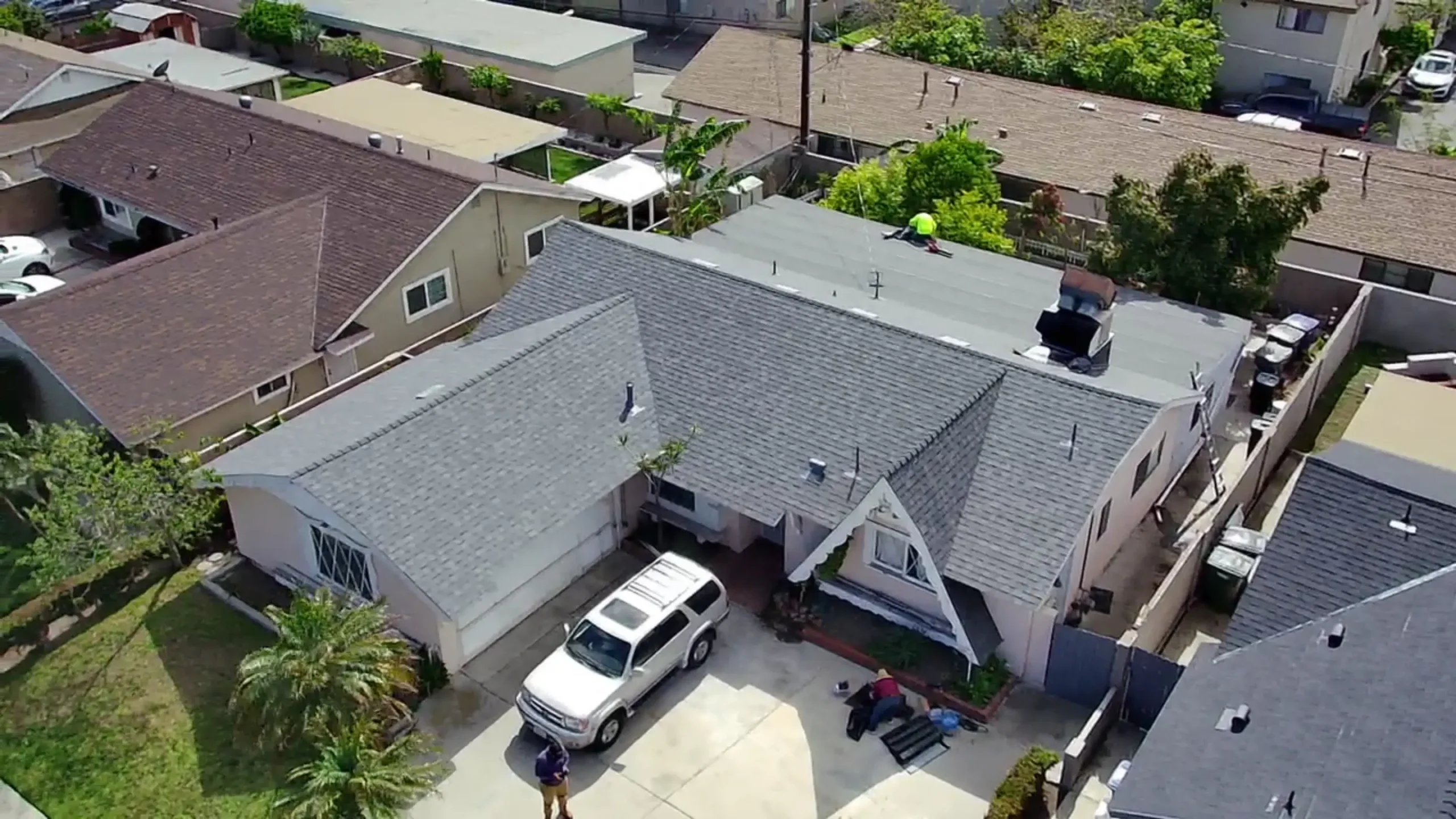 Homepage 11 Asphalt shingle roof replacement with Owens Corning Duration Cool and CertainTeed low-slope membranes in Buena Park, California