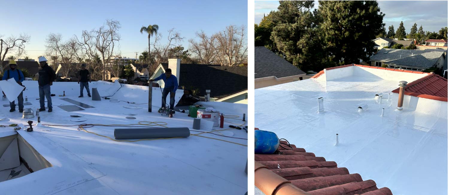 2 images of flat roof services